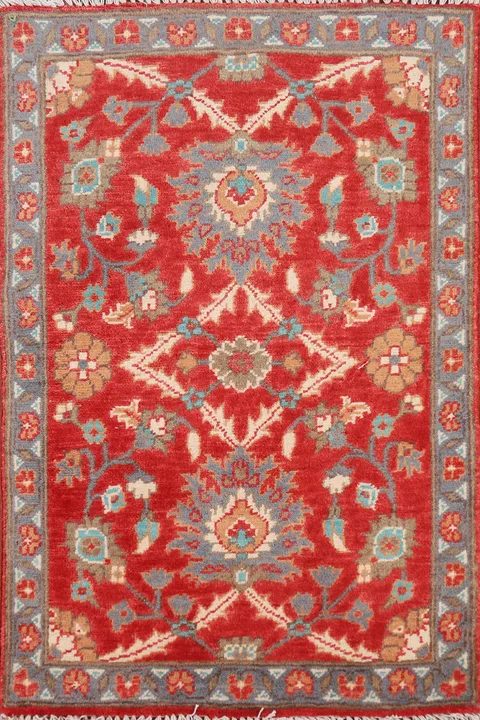 Handmade Red Floral Kazak Oriental Accent Rug 2x3