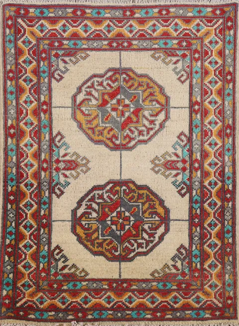 Geometric Wool Kazak Oriental Accent Rug 2x3