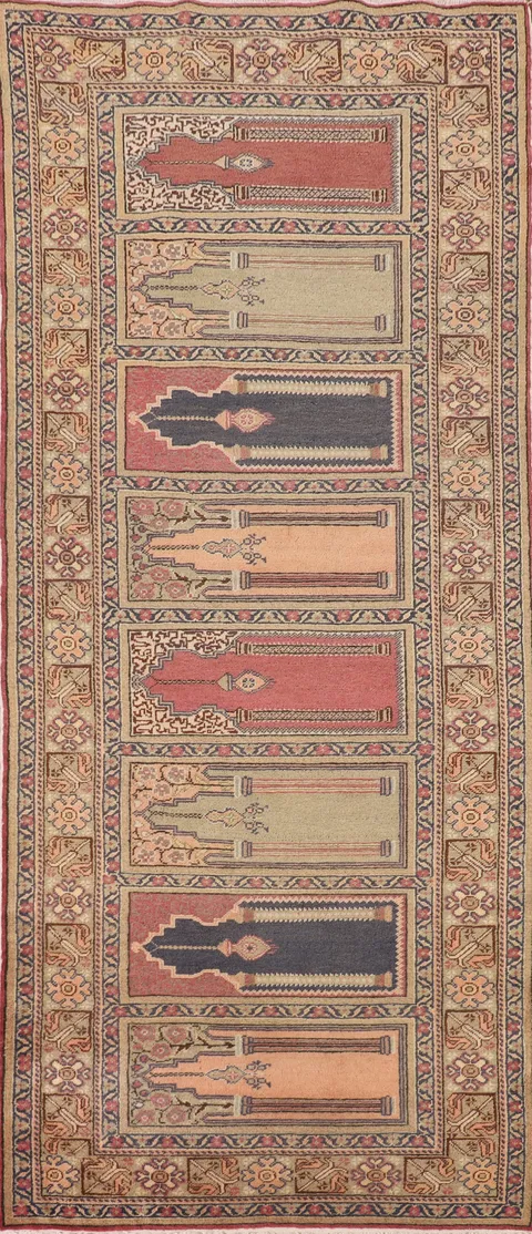 Handmade Wool Anatolian Turkish Runner Rug 3x9