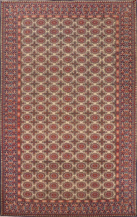 All-Over Wool Vintage Anatolian Turkish Area Rug 7x10