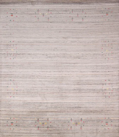 Tribal Wool Striped Gabbeh Square Area Rug 8x8