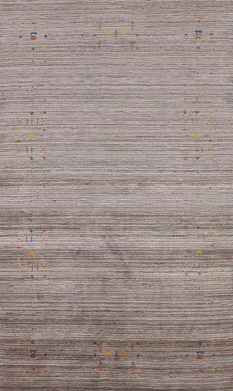 Striped Wool Gabbeh Indian Area Rug 5x8