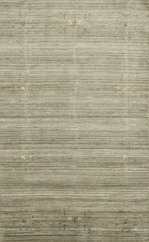 Earth Tone Wool Striped Gabbeh Indian Area Rug 5x8