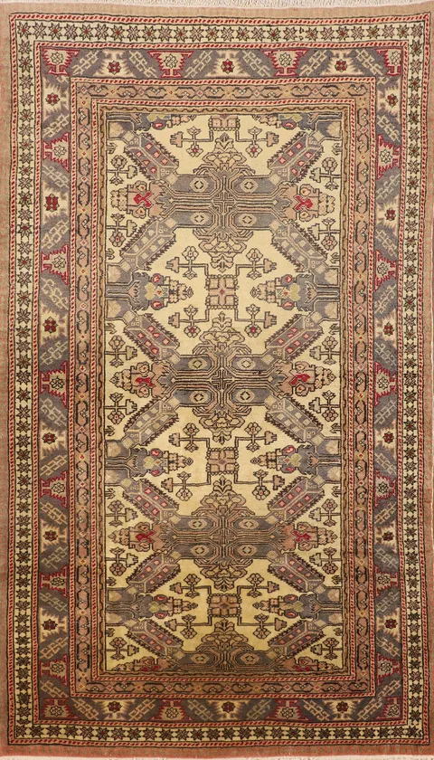 Geometric Wool Anatolian Turkish Accent Rug 3x6