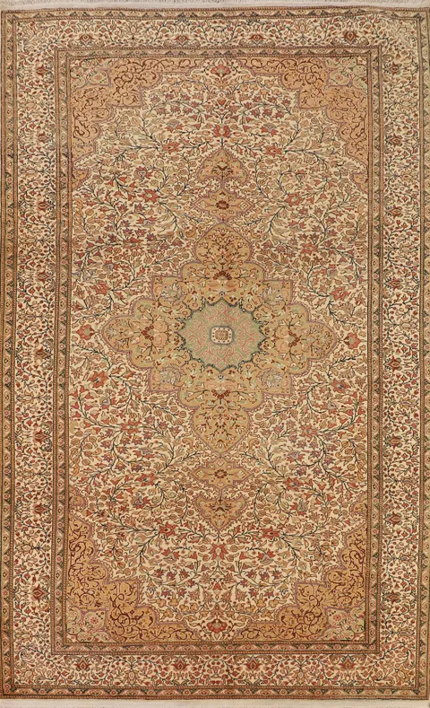 Vintage Wool Floral Anatolian Turkish Area Rug 6x10