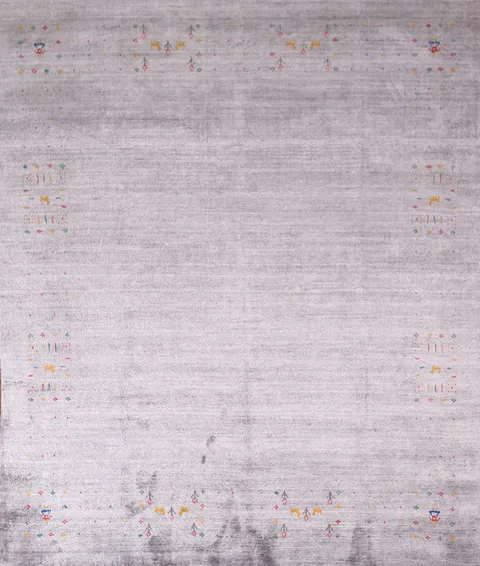 Gray Gabbeh Area Rug 8x8 with Artistic Color Touches for Chic Interiors
