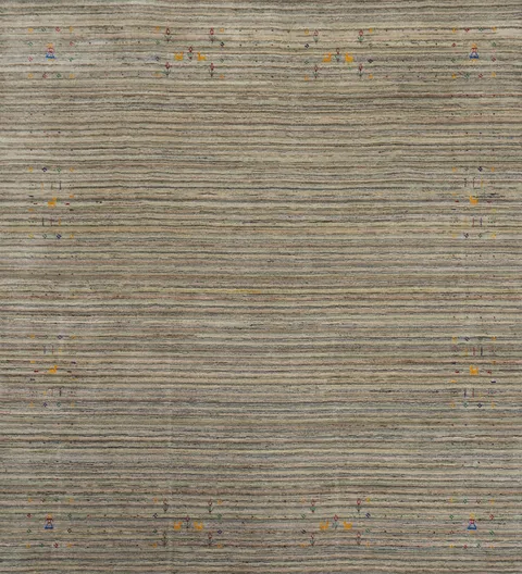 Striped Wool Gabbeh Indian Square Area Rug 8x8