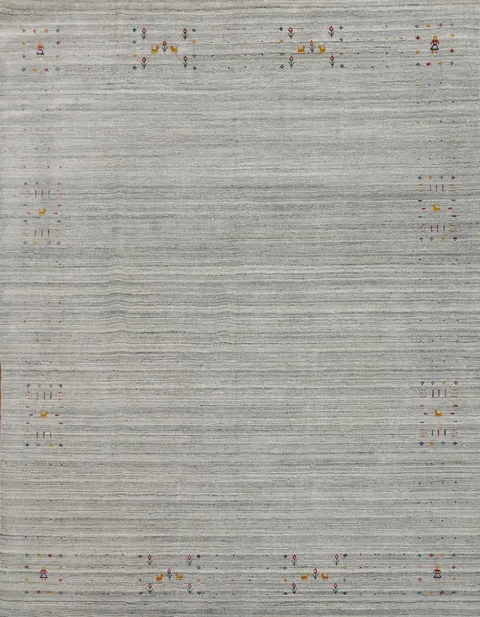 Striped Gray Wool Gabbeh Indian Area Rug 8x10