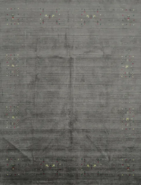 Contemporary Gray Gabbeh Square Rug with Delicate Details 8x8