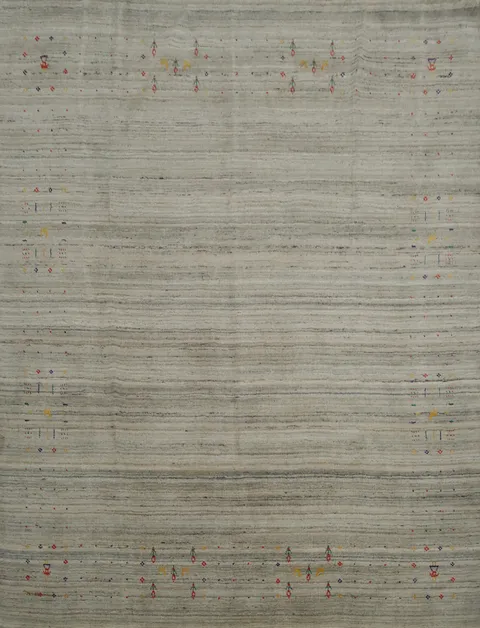 Contemporary Square Gabbeh Rug with Artistic Multicolored Patterns 8x8