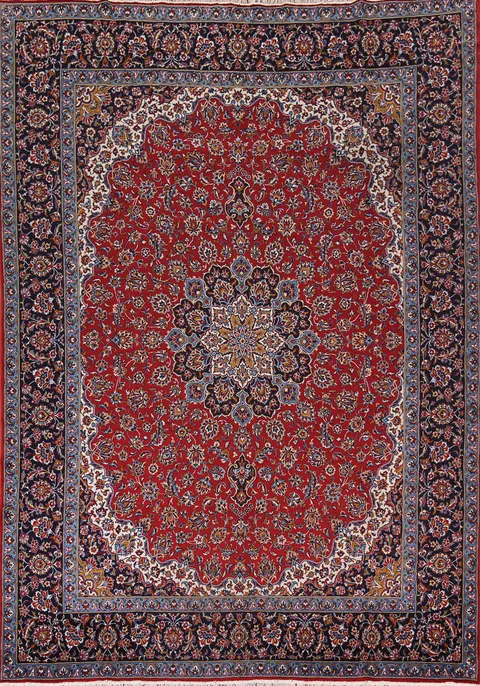 Traditional Red Kashan Turkish Area Rug 10x13