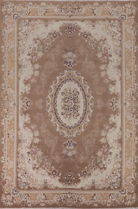 Brown Floral Kashan Turkish Area Rug 8x12