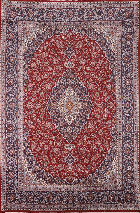 Traditional Red Kashan Turkish Area Rug 10x13