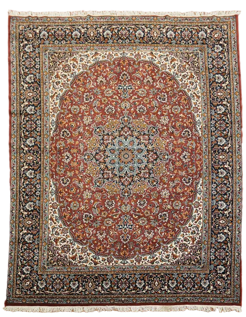 Luxurious Persian Style Traditional Red and Navy Blue Rug 10x13