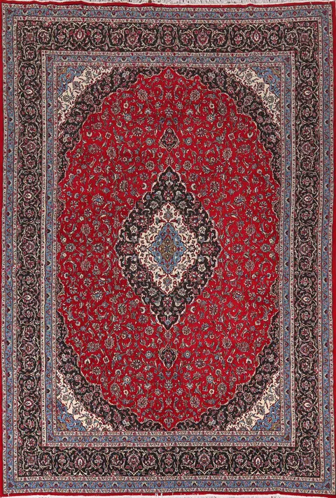 Traditional Red Kashan Turkish Area Rug 10x13