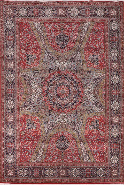 Red Floral Kashan Turkish Area Rug 10x13
