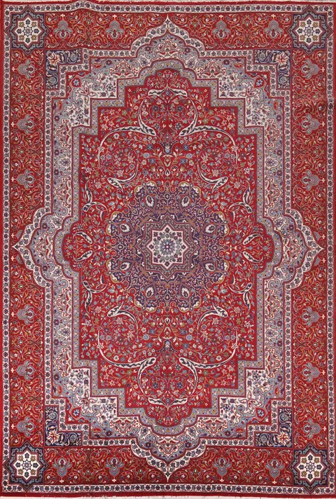 Victorian Style Red Kashan Turkish Area Rug 10x13