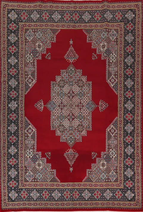 Geometric Red Kashan Turkish Living Room Rug 10x13