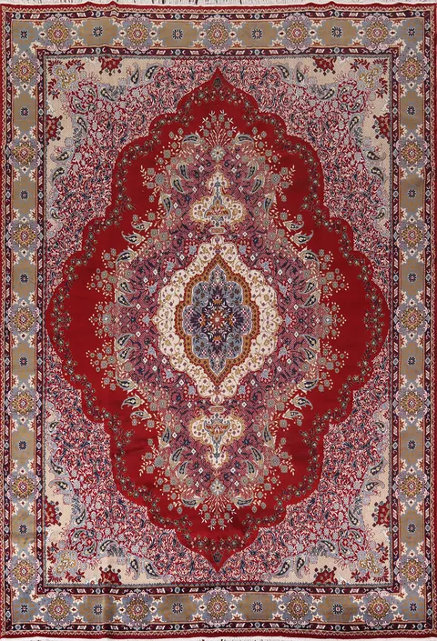 Floral Red Paisley Kashan Turkish Area Rug 10x13