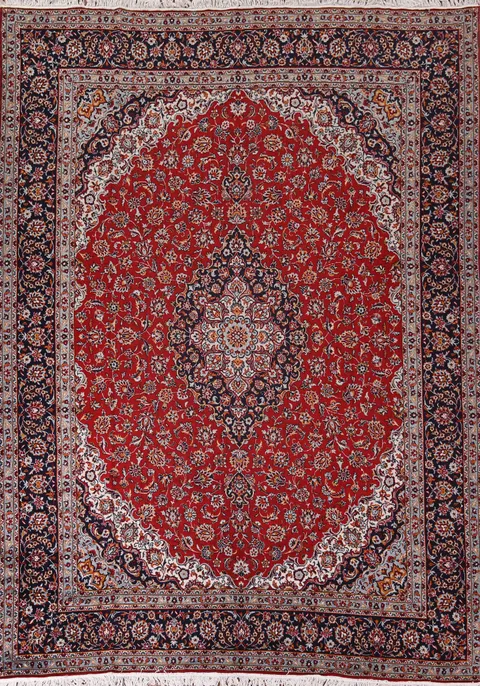 Traditional Red Kashan Turkish Area Rug 10x13