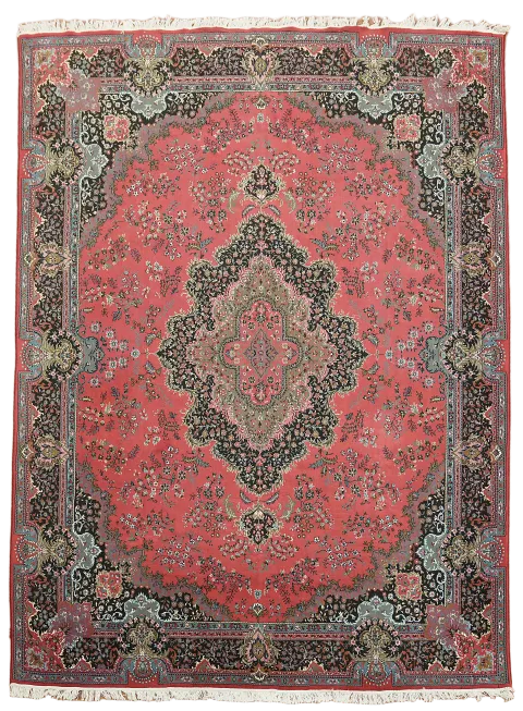 Elegant Vintage Style Pink and Black Oriental Patterned Rug 10x13