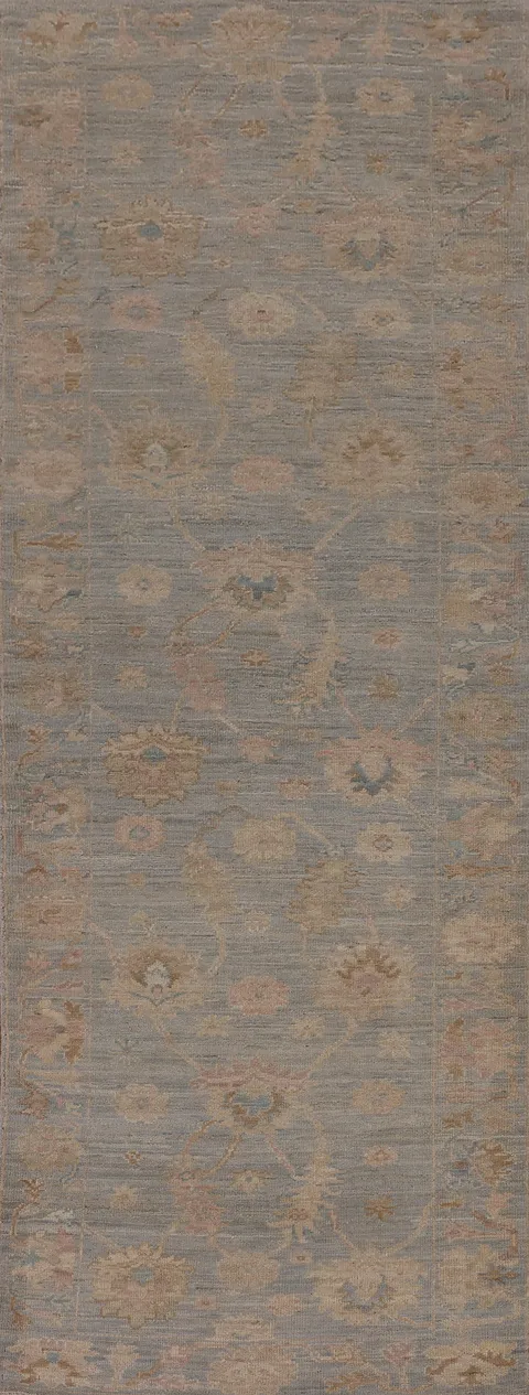 Vegetable Dye Oushak Turkish Runner Rug 3x12