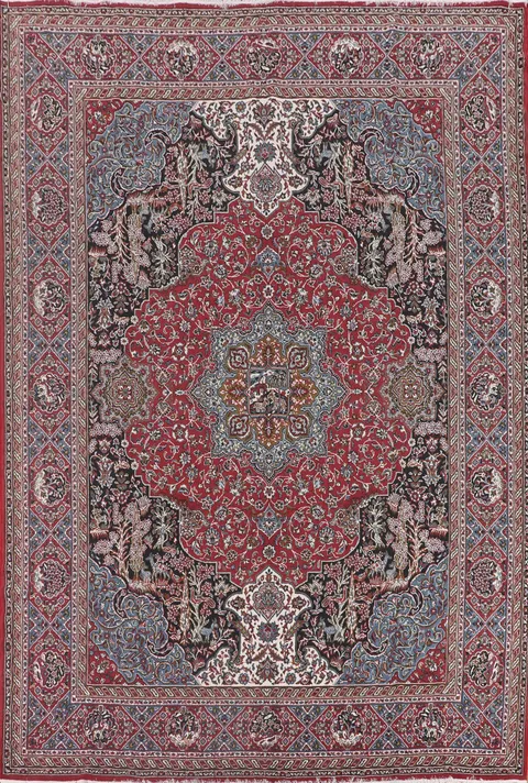 Animals Design Red Kashan Turkish Area Rug 10x13
