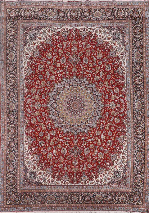 Traditional Red Kashan Turkish Area Rug 10x13