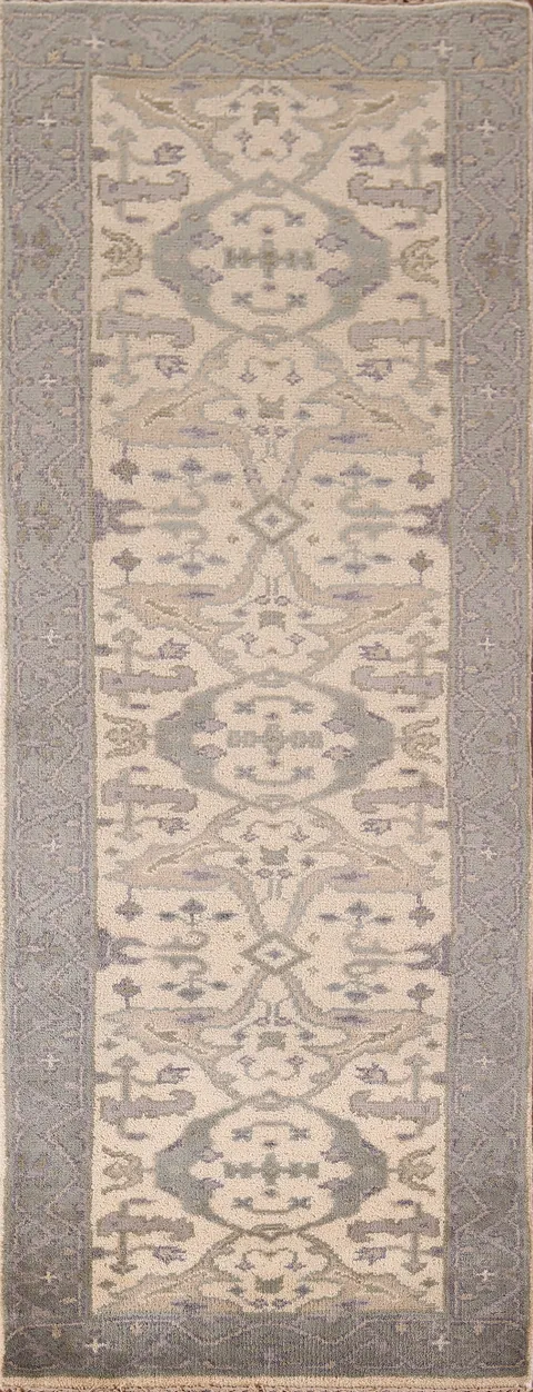 Earth Tone Wool Oushak Oriental Runner Rug 3x8