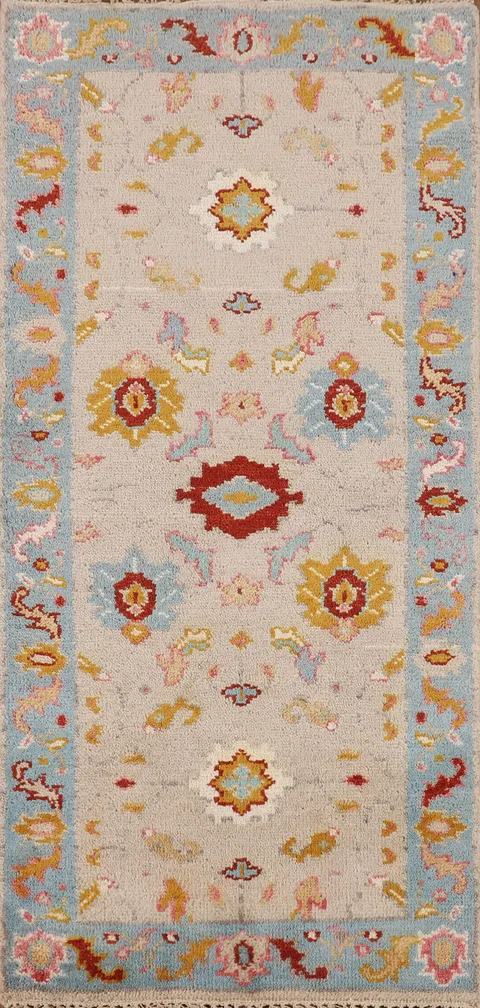 Handmade Floral Oushak Indian Accent Rug 3x6