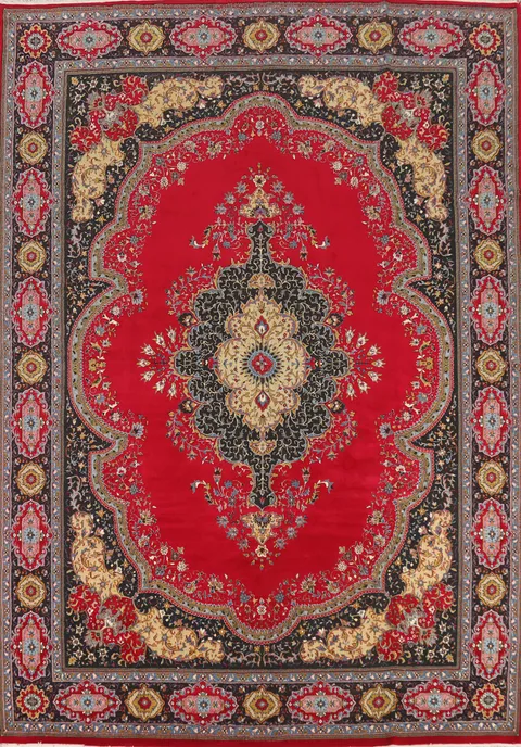 Red Medallion Kashan Turkish Area Rug 10x13