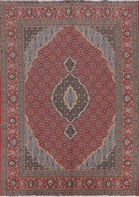 Red Geometric Tabriz Turkish Area Rug 10x13