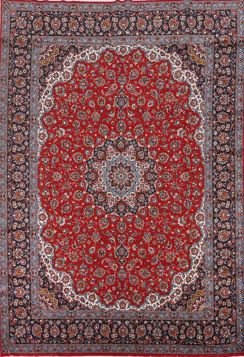 Traditional Red Kashan Turkish Area Rug 10x13