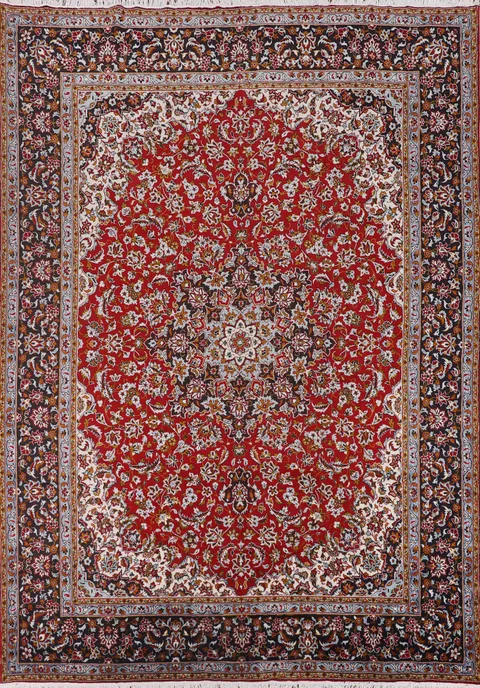 Traditional Red Kashan Turkish Area Rug 10x13