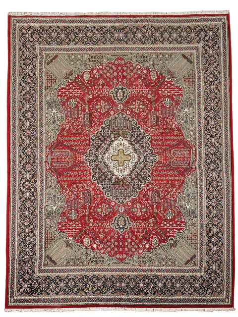 Red Medallion Tabriz Turkish Area Rug 10x13