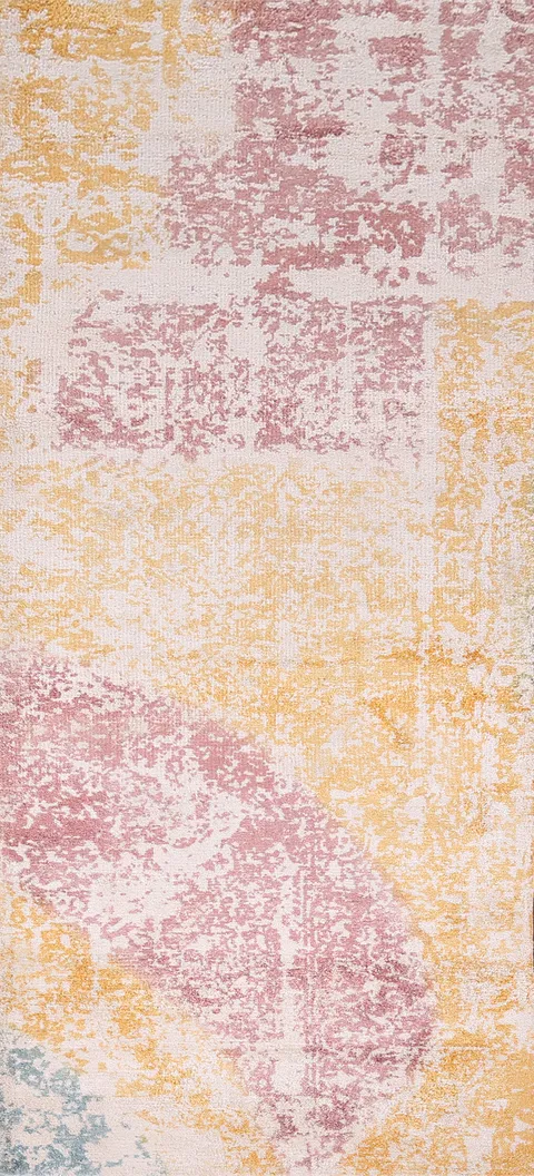 Colorful Abstract Handmade Indian Runner Rug 3x8