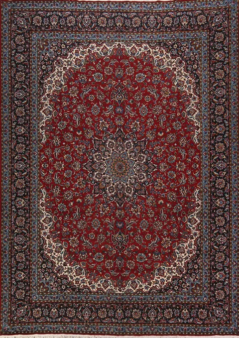 Traditional Floral Kashan Turkish Area Rug 10x13