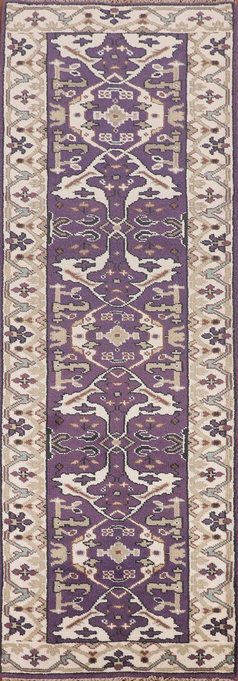 Purple & Ivory Oushak Oriental Runner Rug 3x10