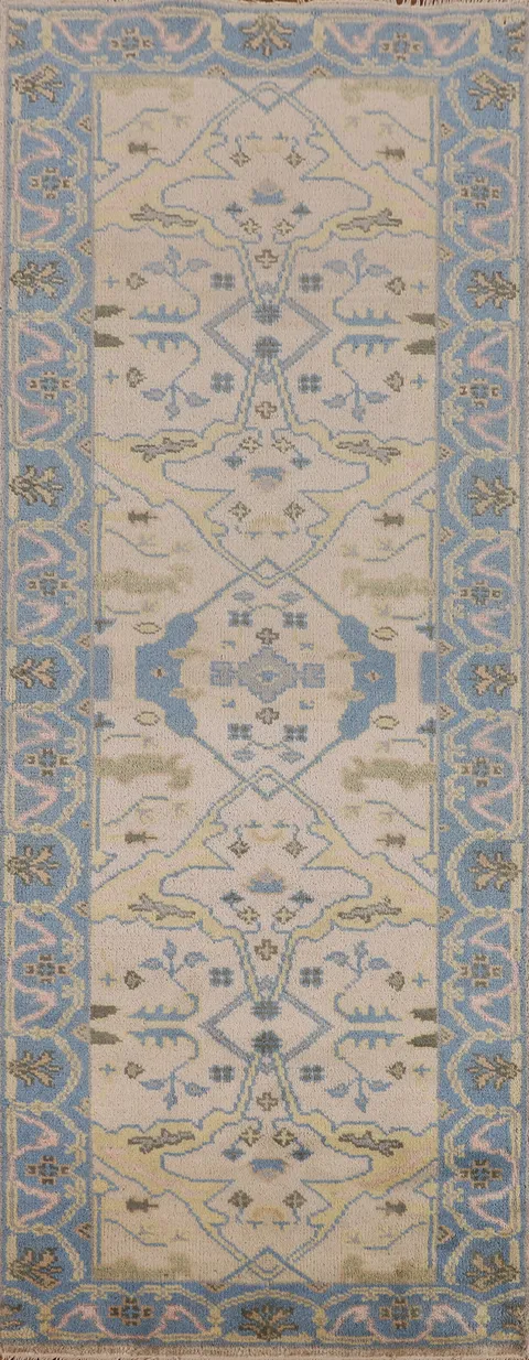 Handmade Wool Oushak Oriental Runner Rug 3x8