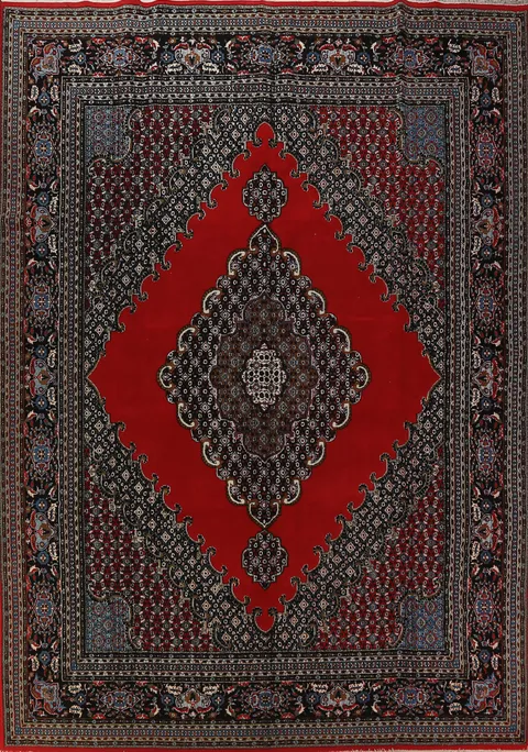 Geometric Red Tabriz Turkish Area Rug 10x13