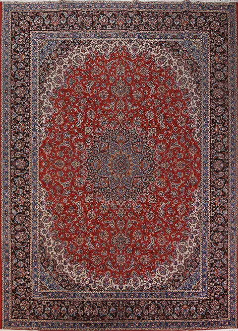 Red Medallion Kashan Turkish Area Rug 10x13