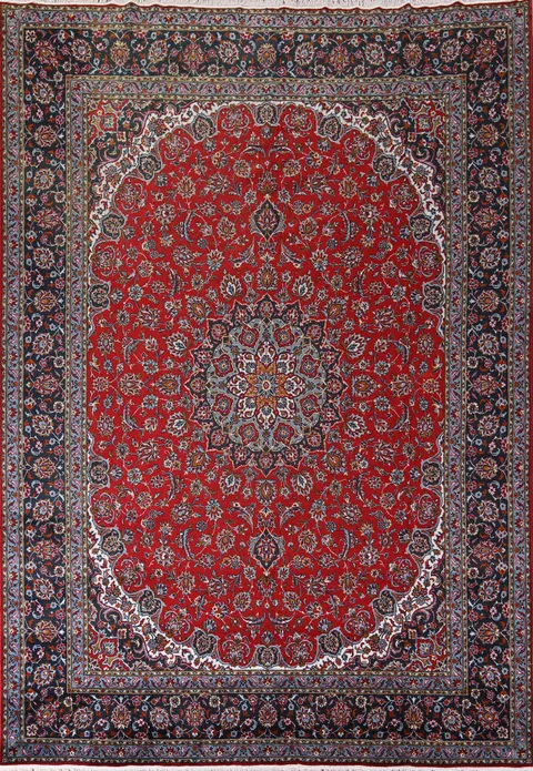 Traditional Red Kashan Turkish Area Rug 10x13