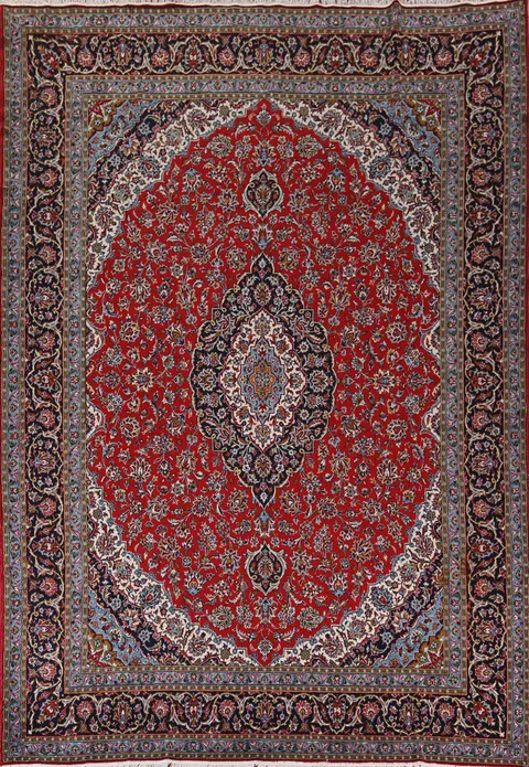 Traditional Red Kashan Turkish Area Rug 10x13