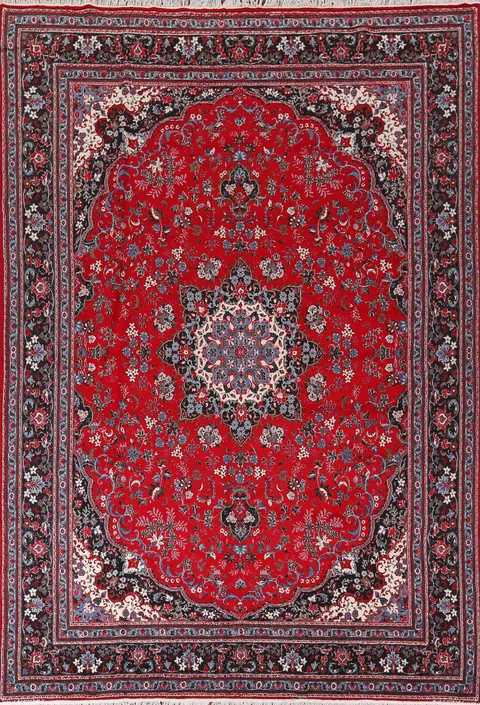 Medallion Red Kashan Turkish Area Rug 10x13