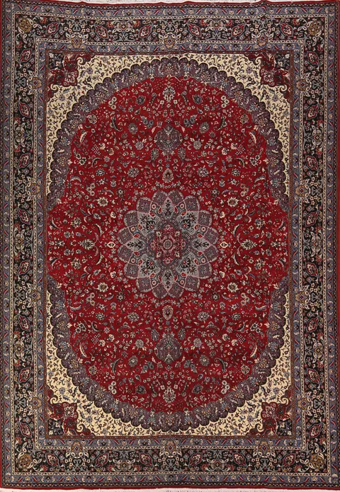 Red Medallion Kashan Turkish Area Rug 10x13
