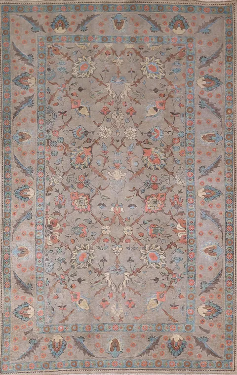 Vintage Floral Tabriz Persian Area Rug 6x10