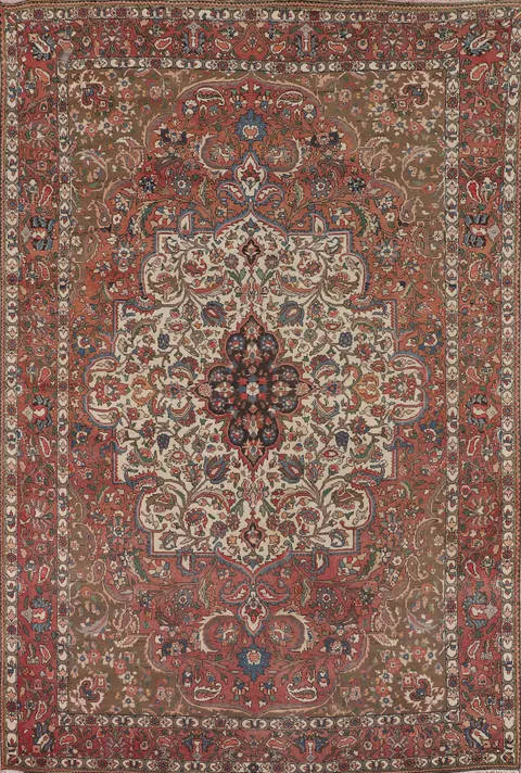 Antique Wool Handmade Bakhtiari Persian Area Rug 7x10