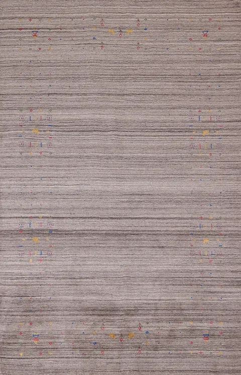 Striped Wool Gabbeh Indian Area Rug 5x8