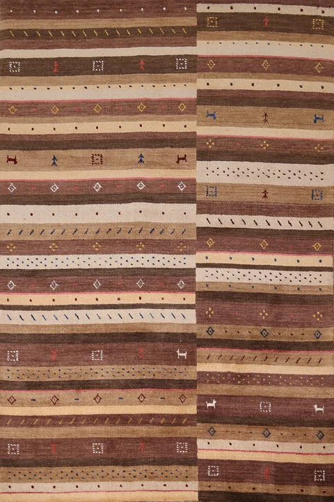 Tribal Wool Striped Gabbeh Indian Area Rug 5x8