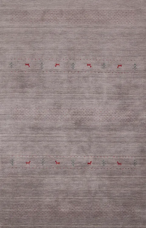 Little Animals Gray Gabbeh Indian Area Rug 5x8